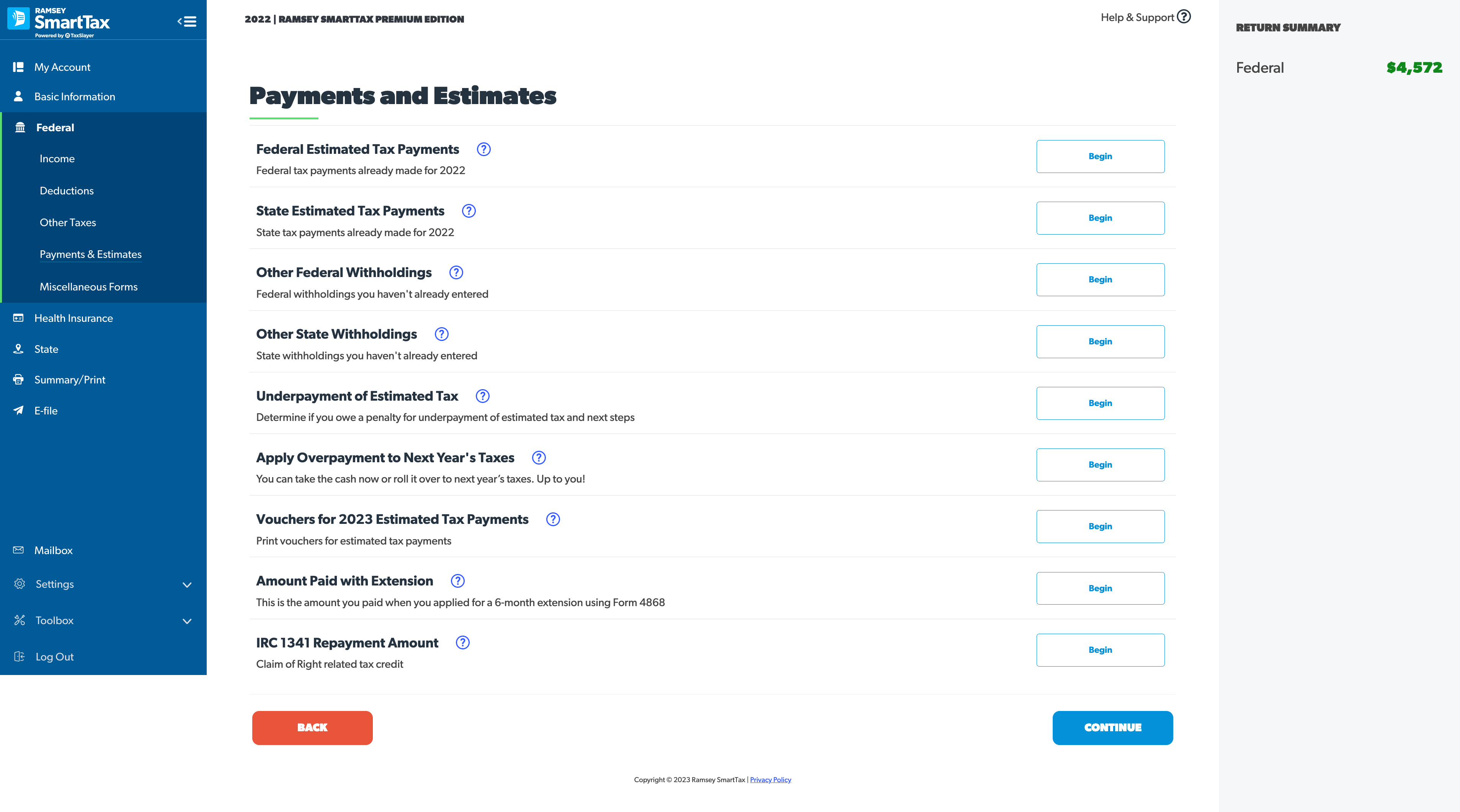 payments and estimates
